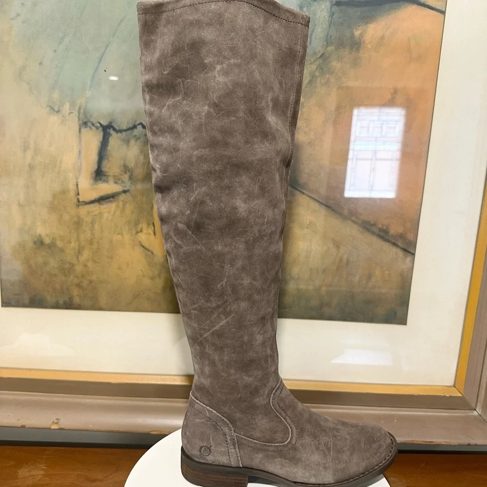 🌸BORN🌸 Britton Tall Over the Knee Boot Taupe Distressed Size: 6M